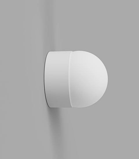 Orb Sur Wall Light White with Medium Acid Washed White Glass Ball Shade