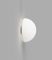 Orb Dome Mirror Mini Dark Bronze Wall Light with Acid Washed White Glass Shade