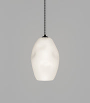 Organic Pendant Light Iron with Large White Mouth-Blown Glass