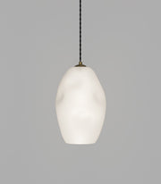 Organic Pendant Light Old Brass with Large White Mouth-Blown Glass