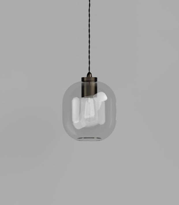 Parlour Curve Pendant Light Iron with Clear Glass Shade