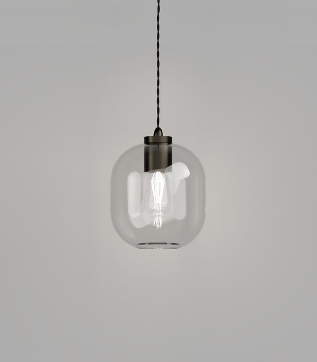 Parlour Curve Pendant Light Iron with Clear Glass Shade