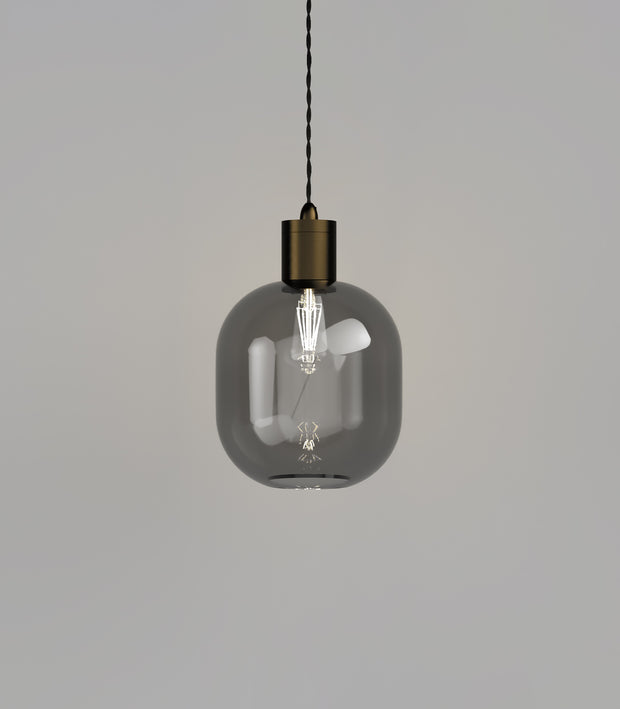 Parlour Curve Pendant Light Iron with Smoked Glass Shade