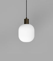 Parlour Curve Pendant Light Iron with Acid Washed White Glass Shade