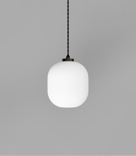 Parlour Curve Pendant Light Iron with Acid Washed White Glass Shade