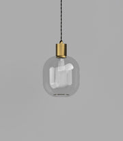 Parlour Curve Pendant Light Old Brass with Clear Glass Shade