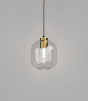 Parlour Curve Pendant Light Old Brass with Clear Glass Shade