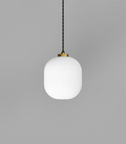 Parlour Curve Pendant Light Old Brass with Acid Washed White Glass Shade