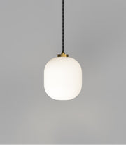 Parlour Curve Pendant Light Old Brass with Acid Washed White Glass Shade