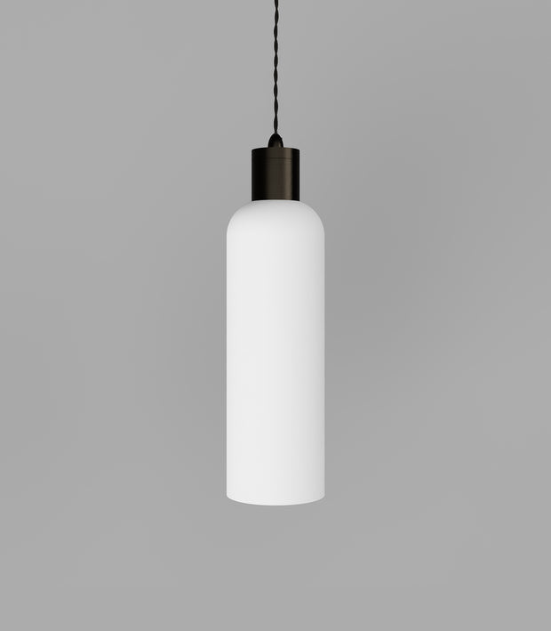 Parlour Elong Pendant Light Iron with White Glass Shade