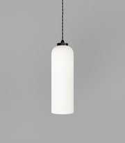 Parlour Elong Pendant Light Iron with White Glass Shade