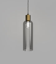 Parlour Elong Pendant Light Old Brass with Smoked Glass Shade