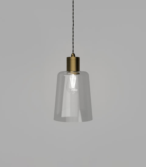 Parlour Glass Pendant Light Old Brass with Round/Round Glass Shade