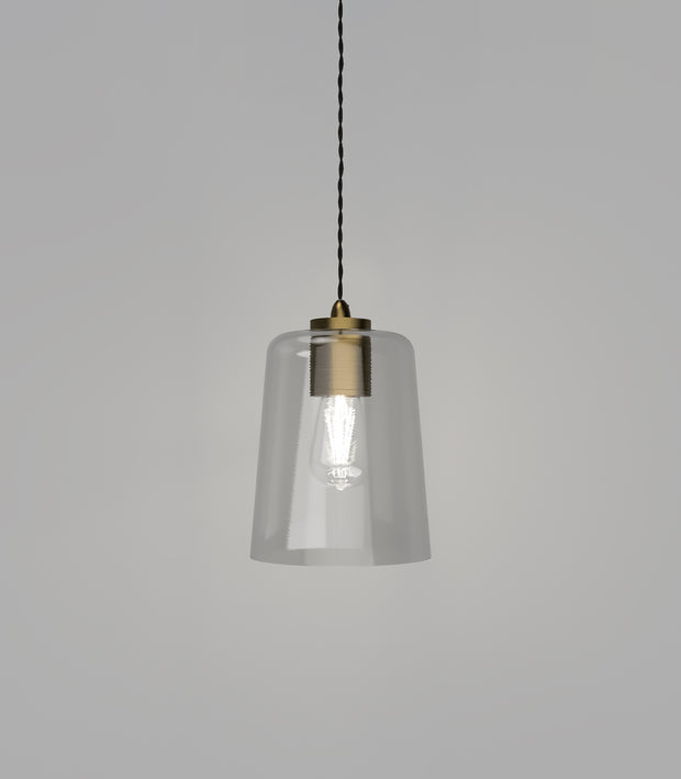 Parlour Glass Pendant Light Old Brass with Round/Round Glass Shade