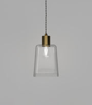 Parlour Glass Pendant Light Old Brass with Square/Square Glass Shade