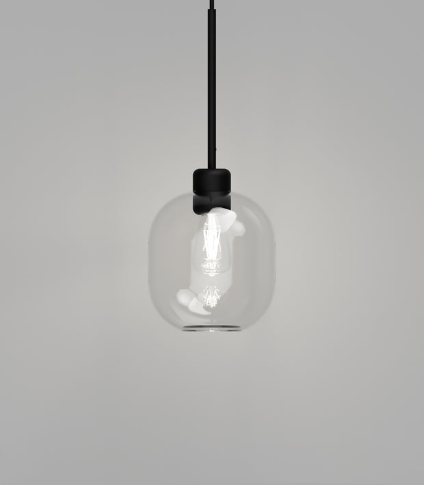 Parlour Lite Curve Pendant Light Black with Clear Glass Shade