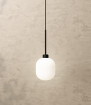 Parlour Lite Curve Pendant Light Black with Acid Washed White Glass Shade