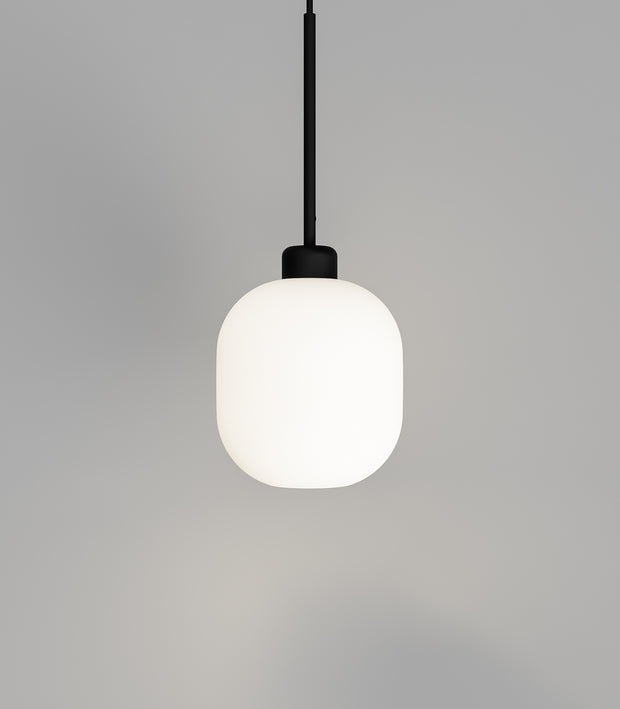 Parlour Lite Curve Pendant Light Black with Acid Washed White Glass Shade
