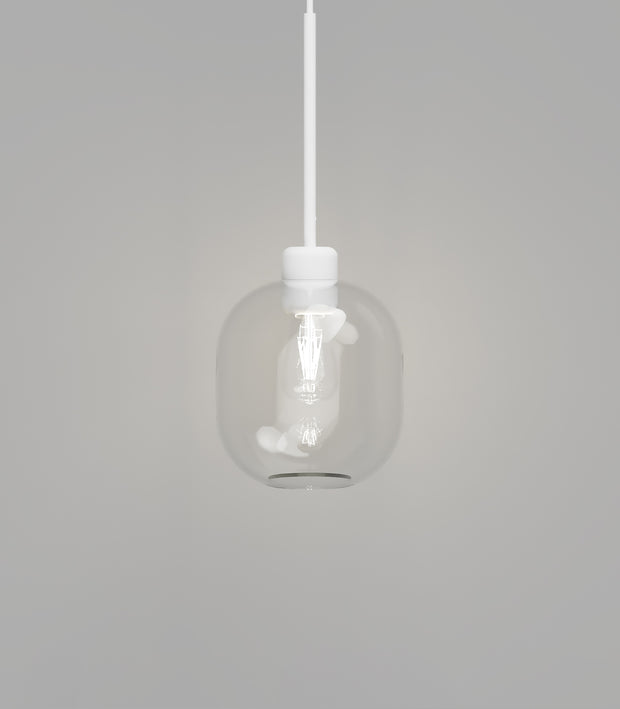 Parlour Lite Curve Pendant Light White with Clear Glass Shade