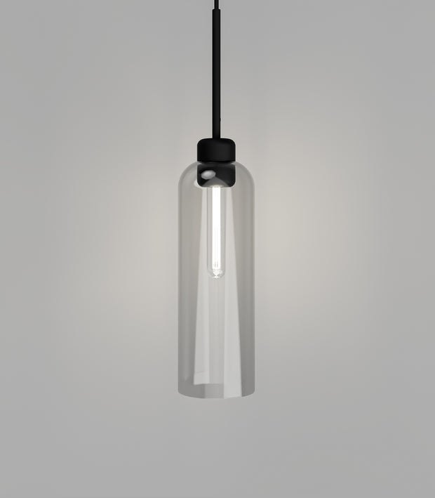 Parlour Lite Elong Pendant Light Black with Clear Glass Shade