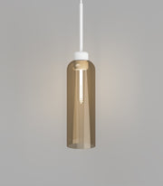 Parlour Lite Elong Pendant Light White with Amber Glass Shade