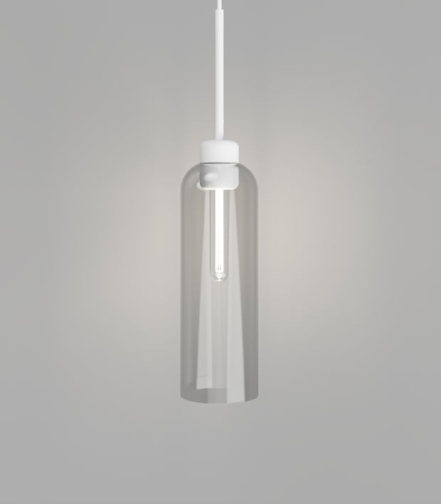 Parlour Lite Elong Pendant Light White with Clear Glass Shade