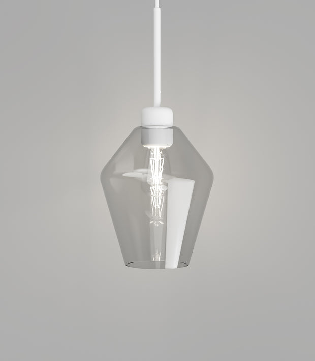 Parlour Lite Geo Pendant Light White with Clear Glass Shade
