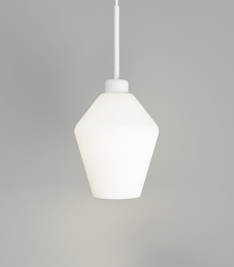 Parlour Lite Geo Pendant Light White with Acid Washed White Glass Shade