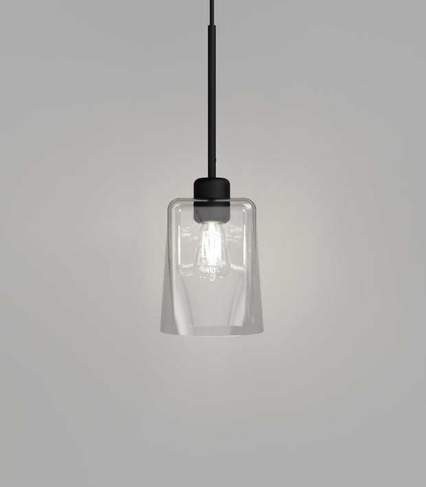 Parlour Lite Glass Pendant Light Black with Square/Round Glass Shade