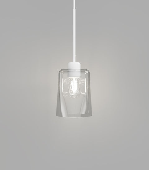 Parlour Lite Glass Pendant Light White with Square/Round Glass Shade