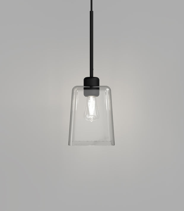 Parlour Lite Glass Pendant Light Black with Square/Square Glass Shade
