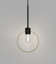 Parlour Lite Ring Pendant Light Black with Old Brass Ring