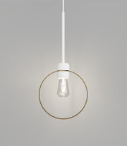 Parlour Lite Ring Pendant Light White with Old Brass Ring