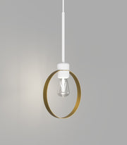 Parlour Lite Ring Pendant Light White with Old Brass Ring