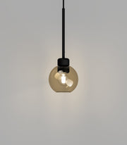 Parlour Lite Sphere Pendant Light Black with Amber Glass Shade