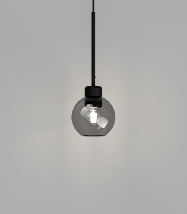 Parlour Lite Sphere Pendant Light Black with Smoked Glass Shade