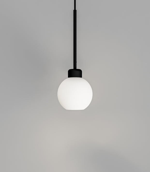 Parlour Lite Sphere Pendant Light Black with Acid Washed White Glass Shade