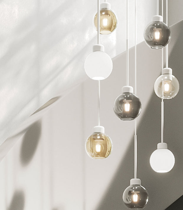 Parlour Lite Sphere Pendant Light White with Acid Washed White Glass Shade
