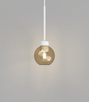 Parlour Lite Sphere Pendant Light White with Amber Glass Shade