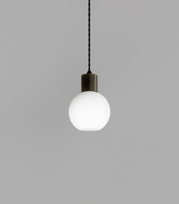 Parlour Sphere Pendant Light Iron with White Glass Shade