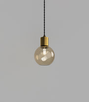 Parlour Sphere Pendant Light Old Brass with Amber Glass Shade
