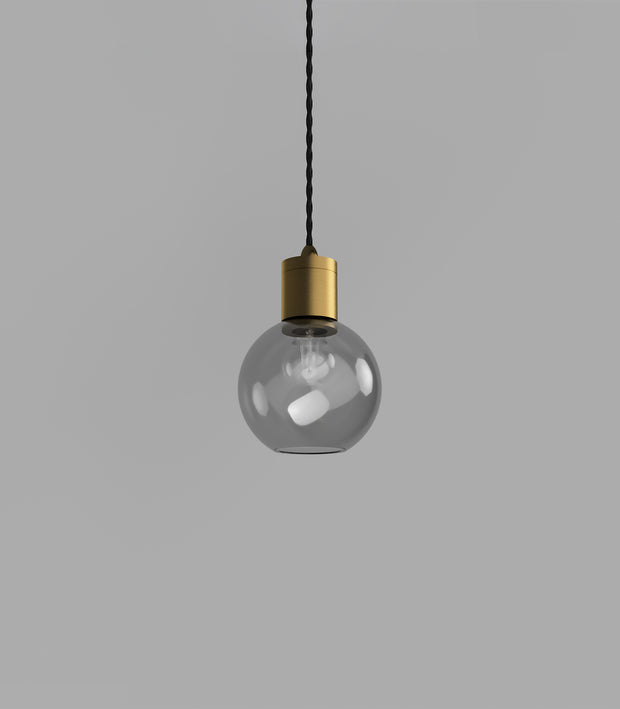 Parlour Sphere Pendant Light Old Brass with Smoke Glass Shade