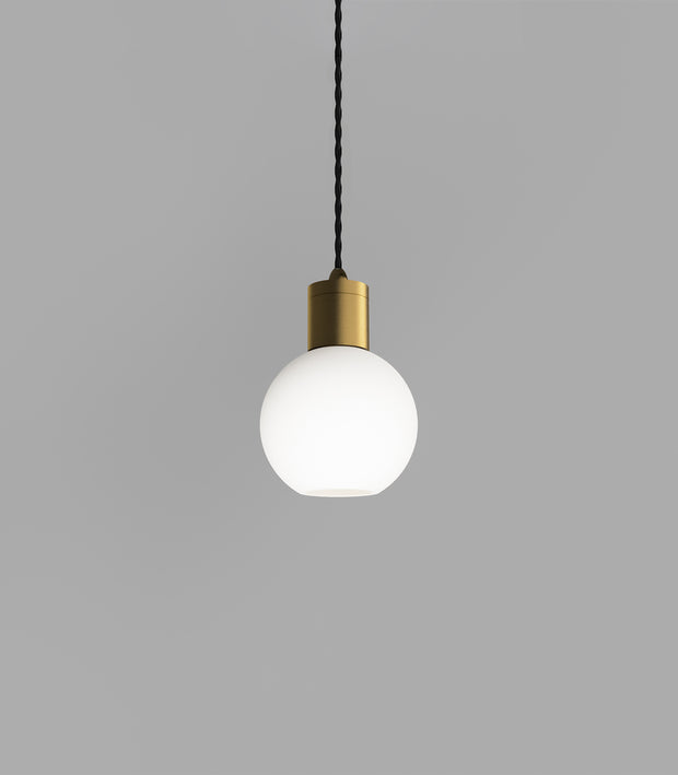 Parlour Sphere Pendant Light Old Brass with White Glass Shade
