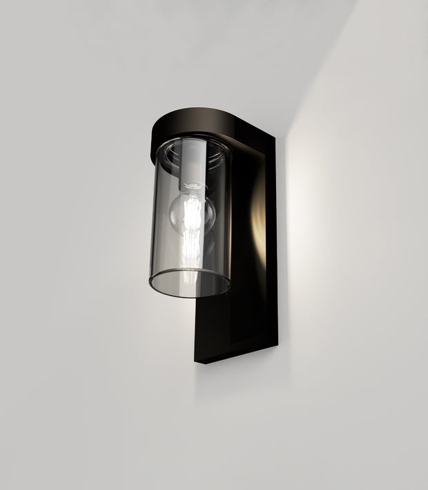 Tuva Outdoor Wall Light Old Bronze with Clear Flat Glass Shade