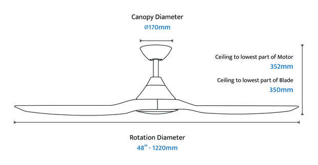 Cloudfan 48 Inch WiFi DC Ceiling Fan with 20W CCT LED Black with Koa Blades
