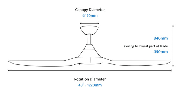Cloudfan 48 Inch WiFi DC Ceiling Fan Black with Koa Blades