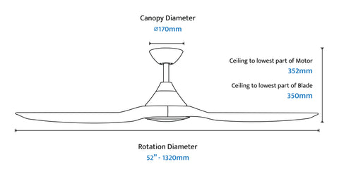 Cloudfan 52 Inch WiFi DC Ceiling Fan with 20W CCT LED Black with Koa Blades