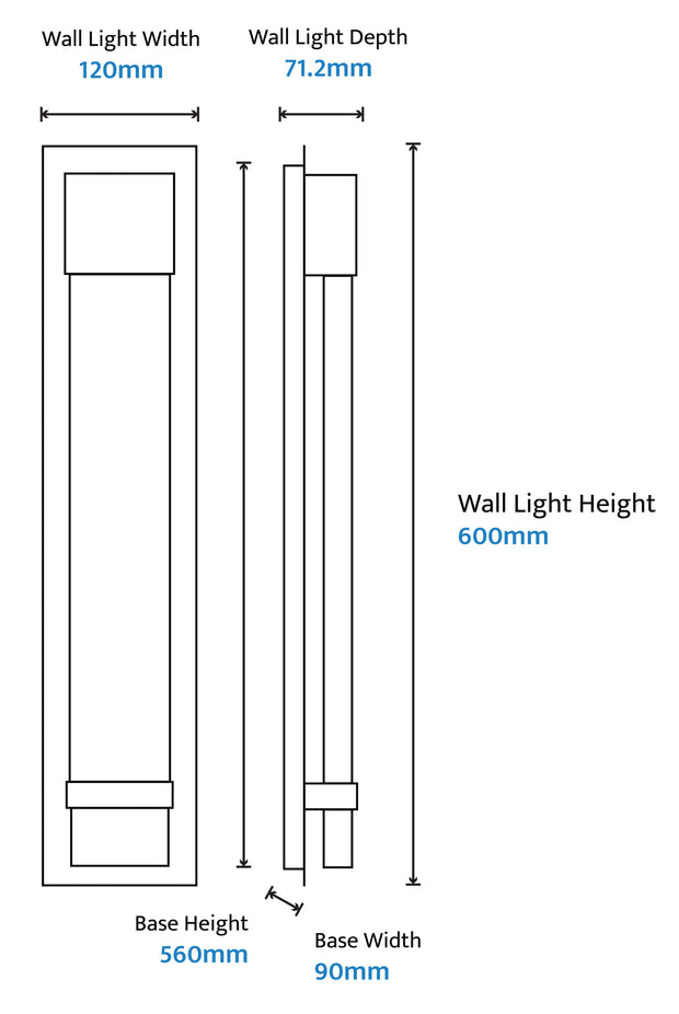 Coot 12w LED CCT 600mm Bubble Glass IP65 White Wall Light