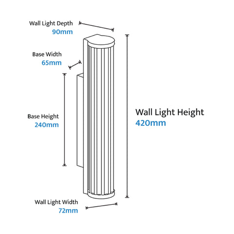 Junco 16w LED CCT Black Ribbed Glass IP65 420mm Wall Light