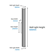 Junco 22w LED CCT Black Ribbed Glass IP65 920mm Wall Light